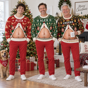 Christmas Sweatshirt with Hairy Belly Illusion Holiday Pullover