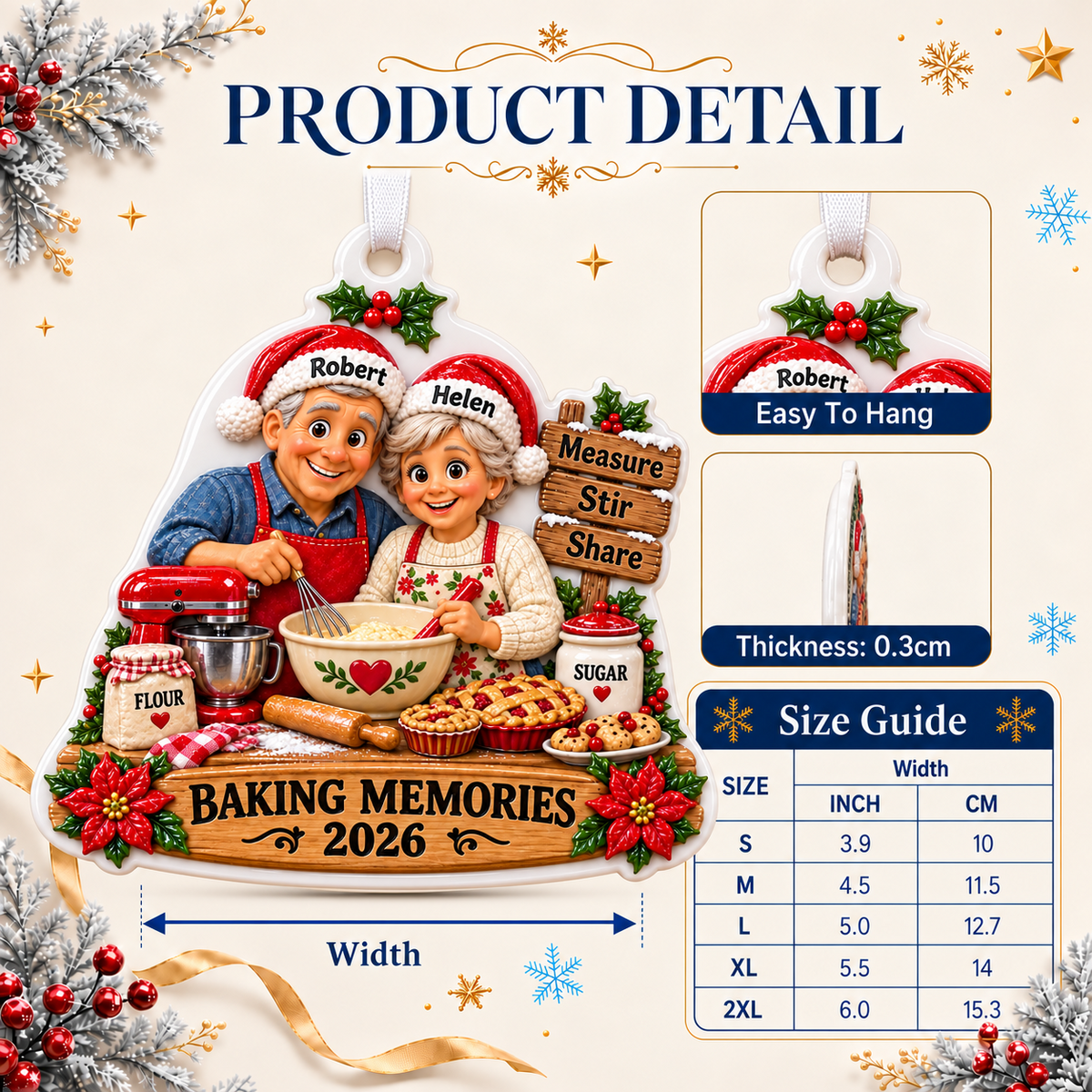 Baking Memories Grandparents Kitchen Holiday Hanging Keepsake - 3D Relief Ornament