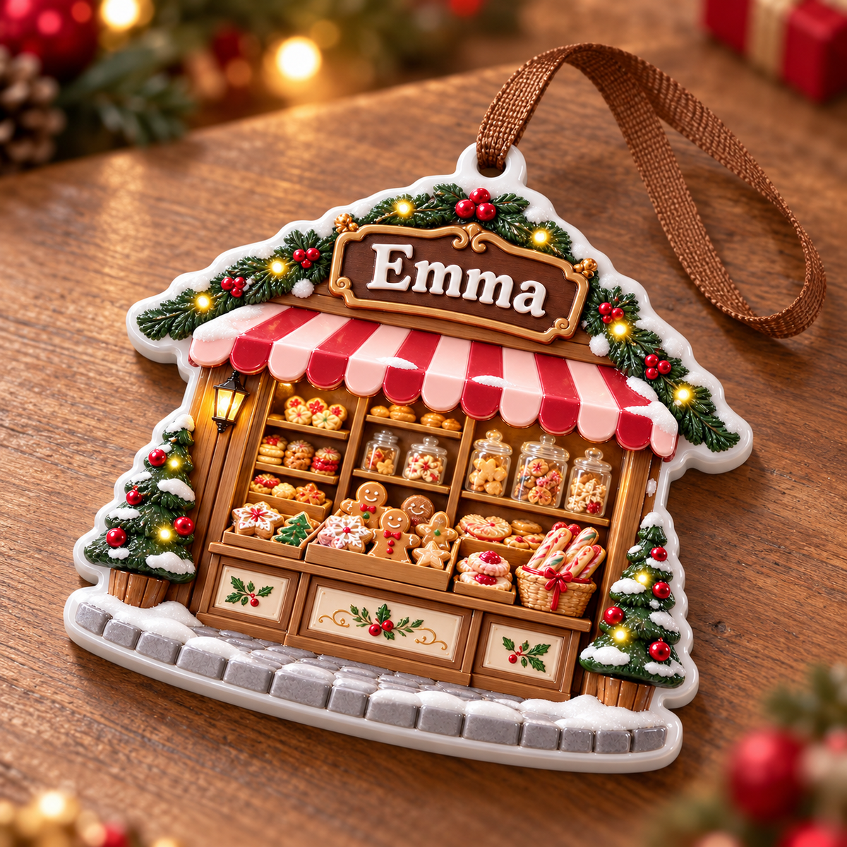 Christmas Bakery Shop Stall Holiday Tree Hanging Decoration - 3D Relief Ornament