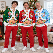 Ugly Christmas Sweatshirt Funny Hairy Belly String Lights Pullover