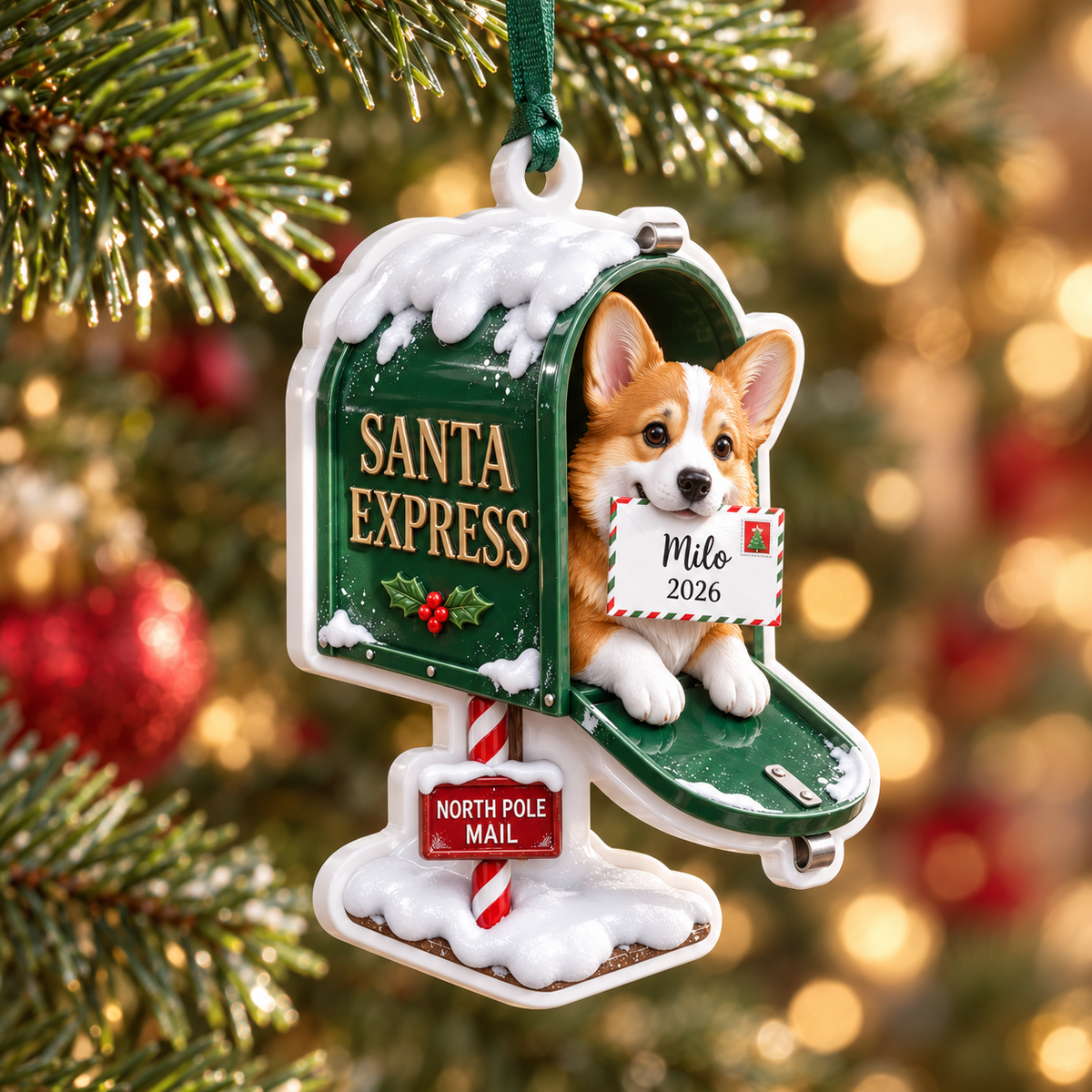 Glossy White Acrylic Collectible Figure Silhouette Holiday Hanging Tree Keepsake - 3D Relief Ornament