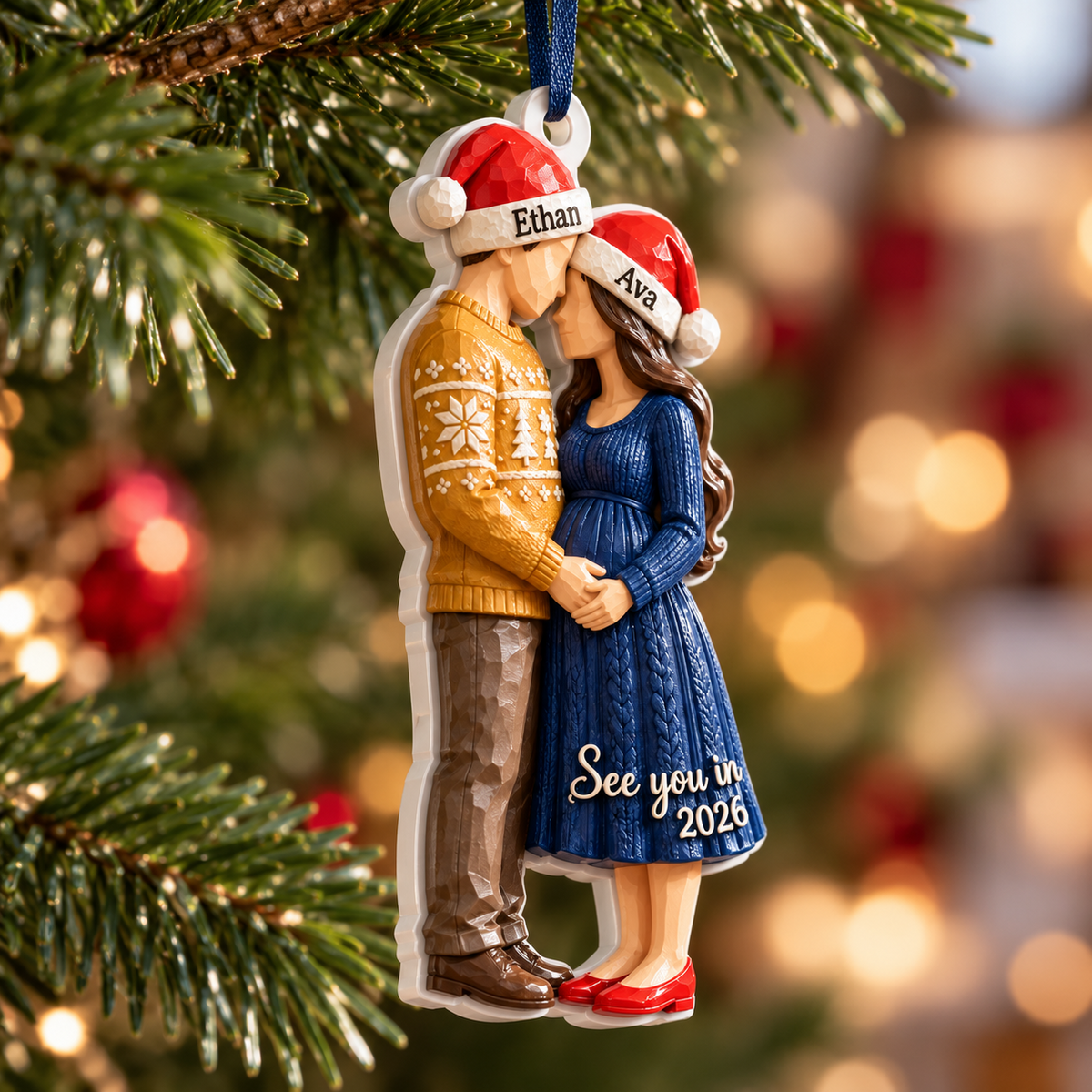 Expecting Parents Pregnancy Announcement Christmas Tree Keepsake - 3D Relief Ornament