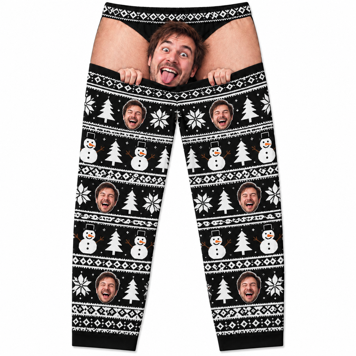 Mens Christmas Pajama Pants Fair Isle Holiday Print Lounge Bottoms