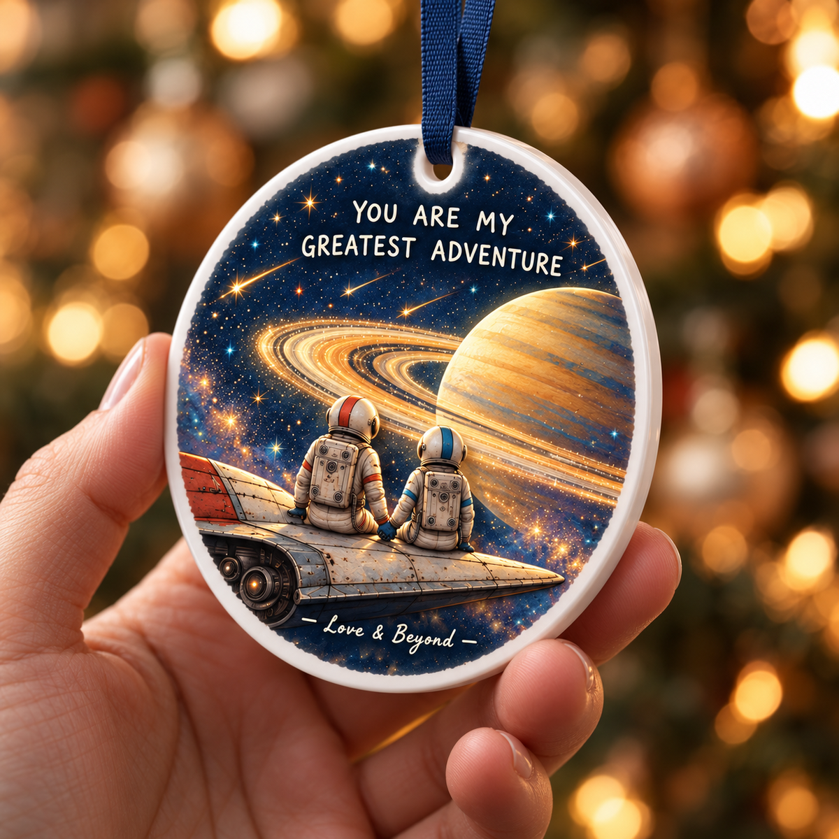 Astronaut Couple You Are My Greatest Adventure Ceramic Disc - 3D Relief Ornament