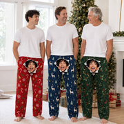 Men's Pajama Pants Green Christmas Holly Pattern Lounge Bottoms