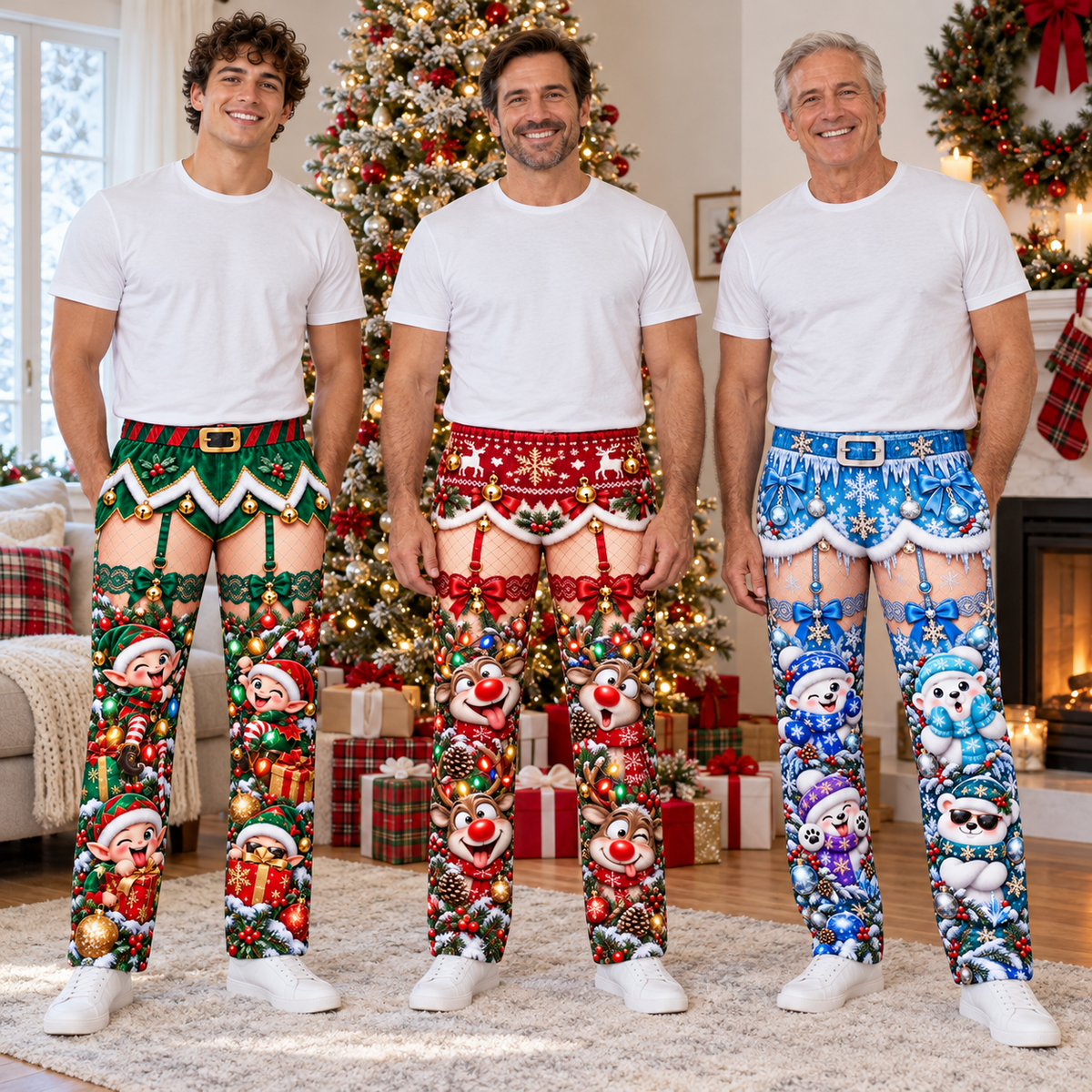 Christmas Pajama Pants Womens Novelty Holiday Printed Trousers