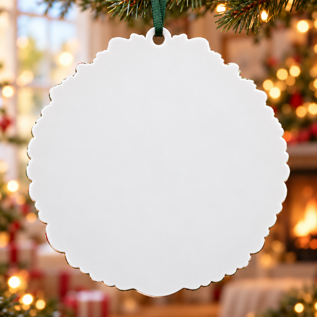 Father and Daughter Christmas Wreath Holiday Keepsake - 3D Relief Ornament