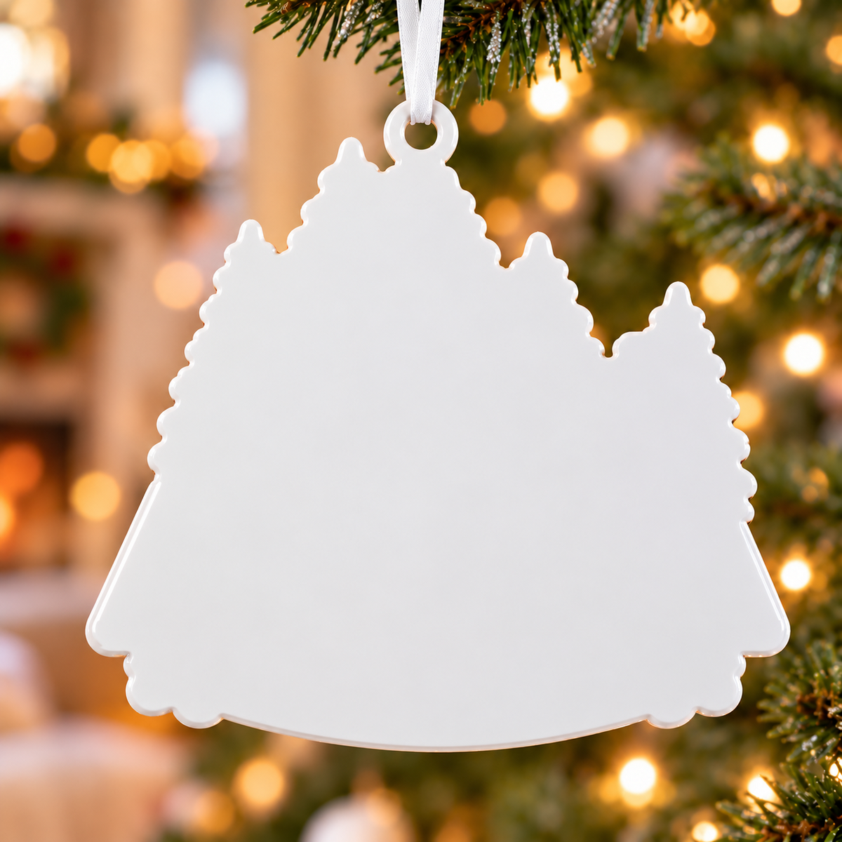 Storybook Winter Village Snowman Cabin Holiday Tree Decor - 3D Relief Ornament