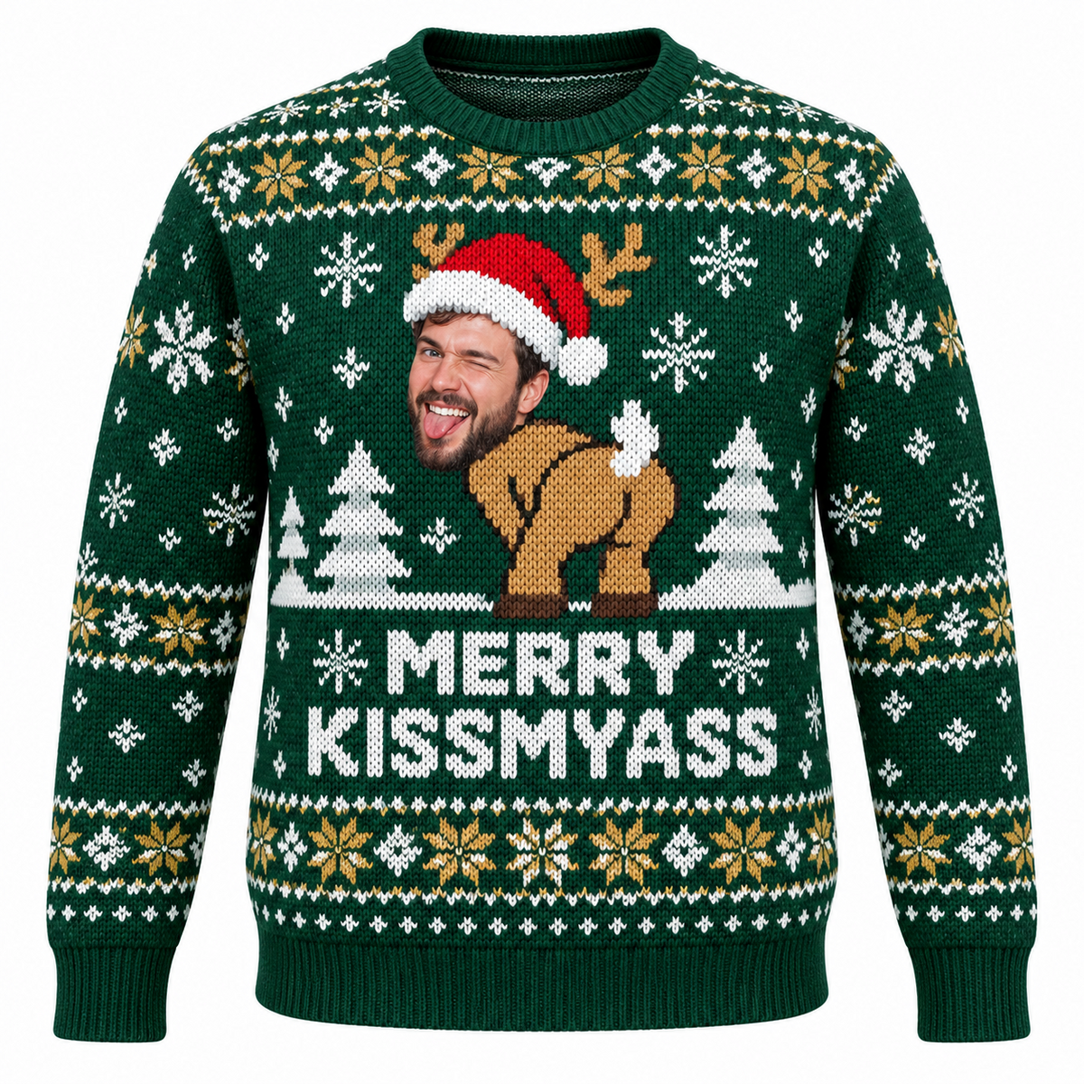 Christmas Sweater Merry Kissmyass Funny Ugly Holiday Pullover