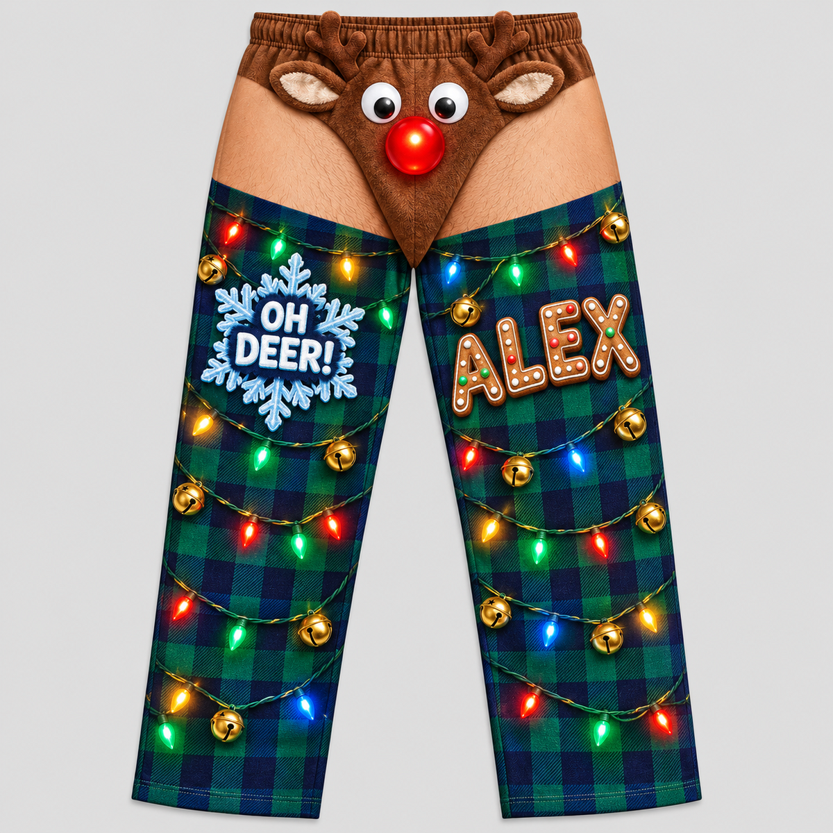 Novelty Christmas Pajama Pants, Mens Plaid Holiday Lounge Bottoms