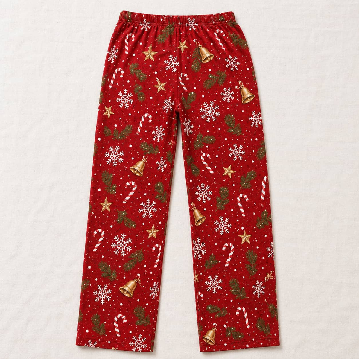 Men's Pajama Pants Green Christmas Holly Pattern Lounge Bottoms
