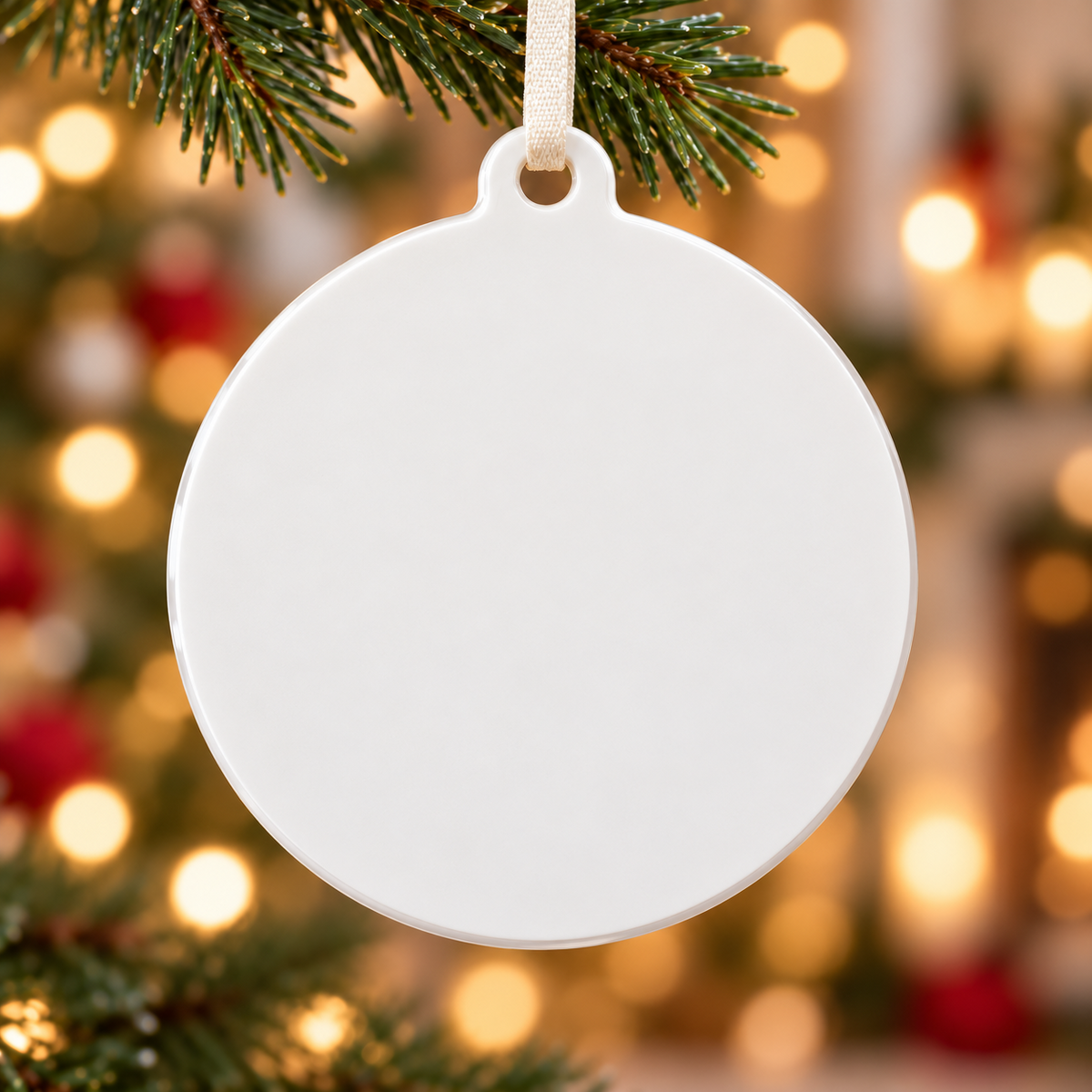 Christmas Goldendoodle Dog Holiday Medallion with Ribbon - 3D Relief Ornament