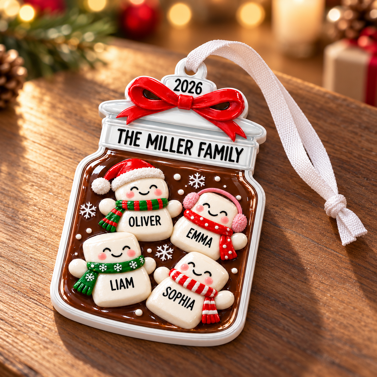Jar Silhouette Christmas Tree Hanging Plaque, White Acrylic Winter Holiday Decor - 3D Relief Ornament