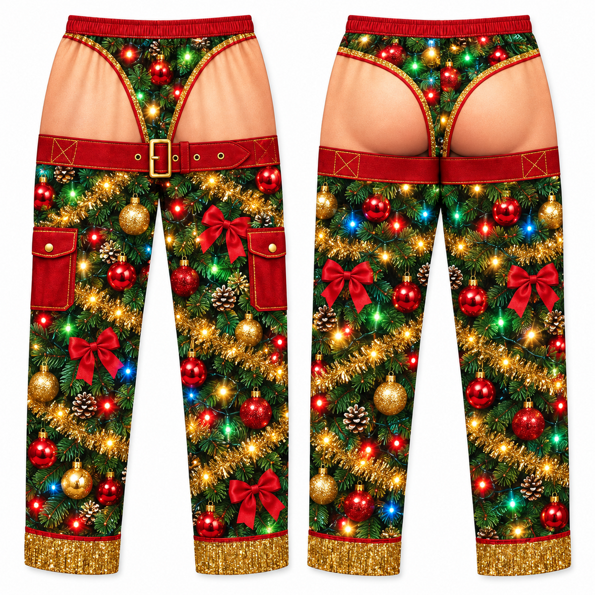 Christmas Chaps Pajama Pants Funny Holiday Print Lounge Bottoms