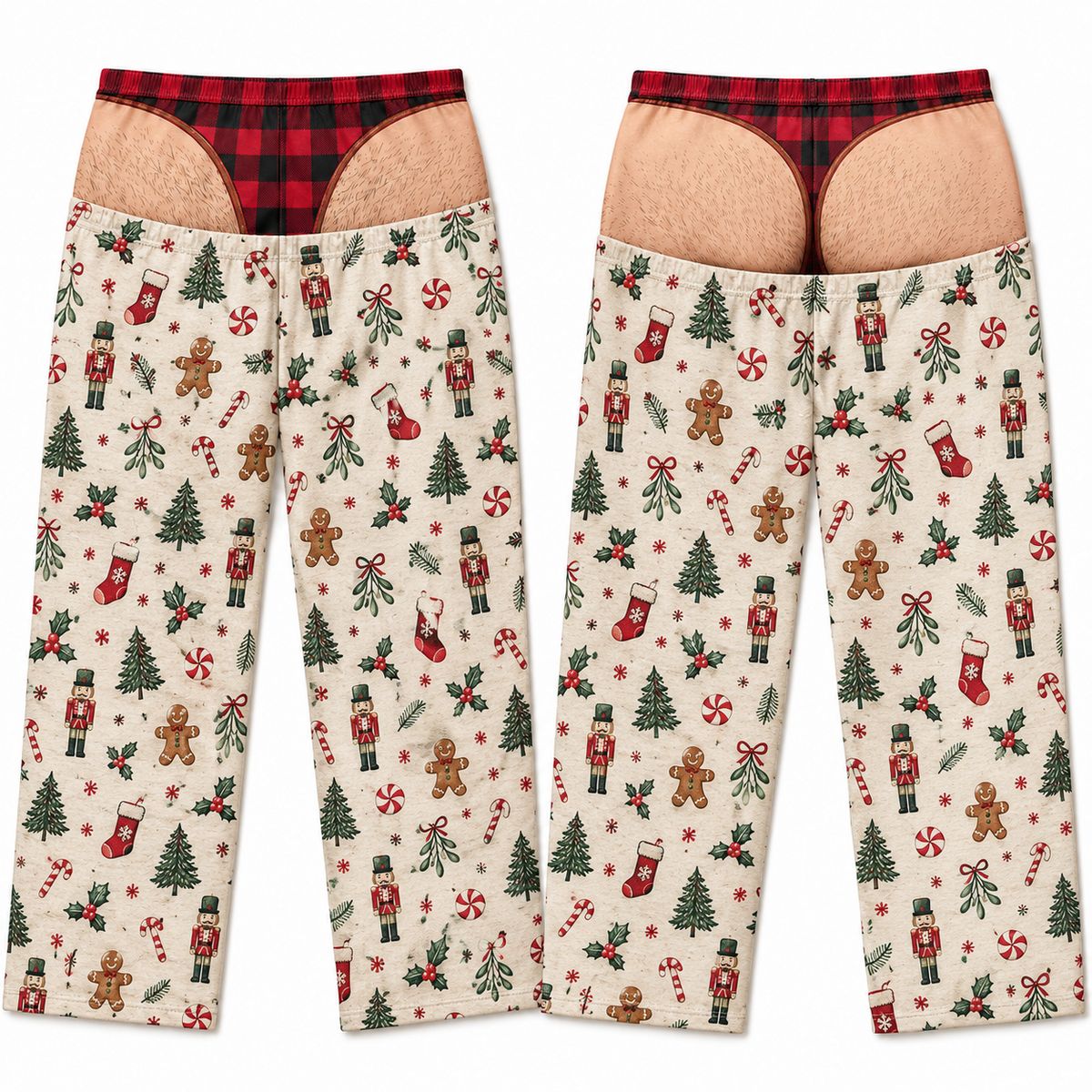 Mens Christmas Pajama Pants Novelty Underwear Illusion Lounge Bottoms