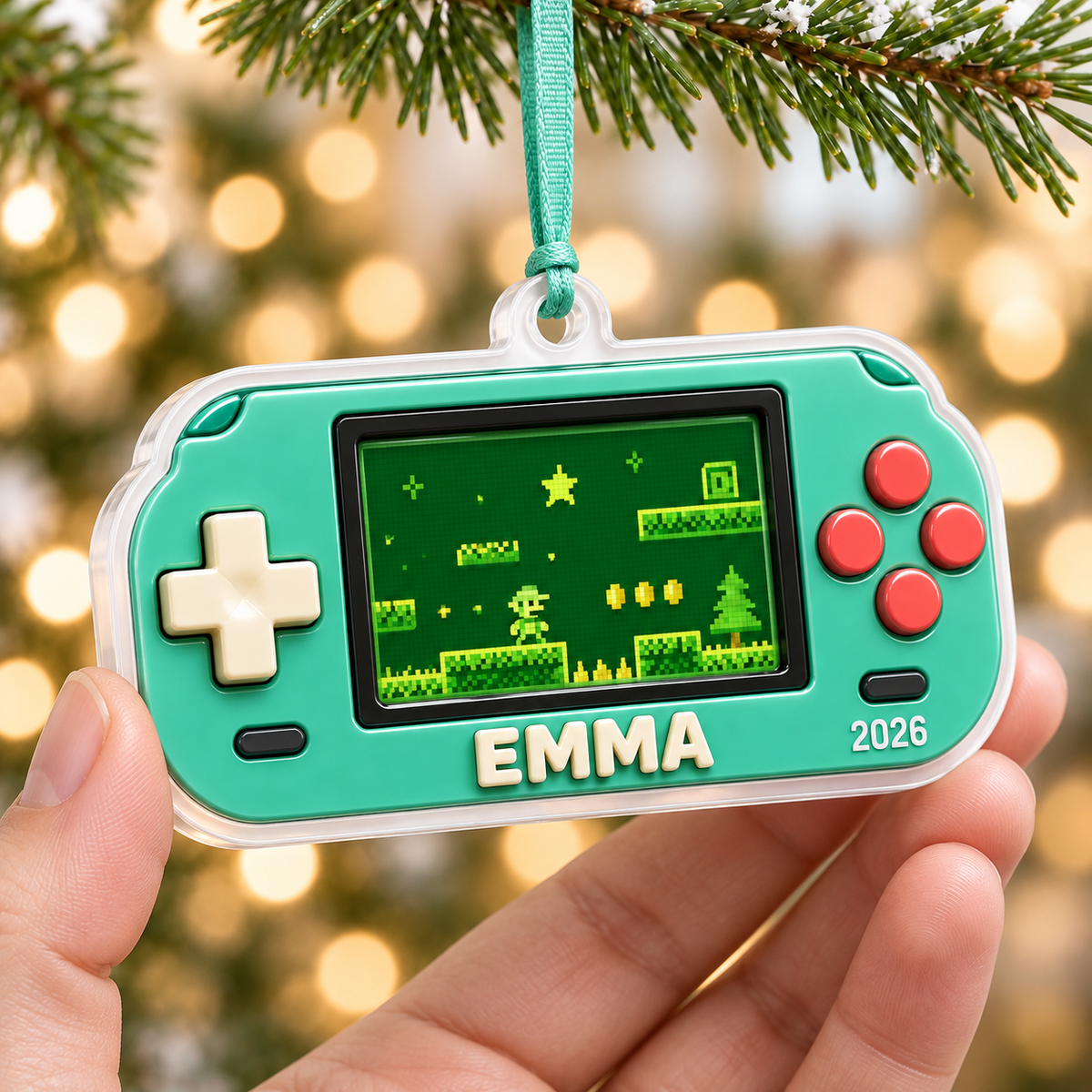 Retro Handheld Game Console Holiday Tree Hanging Decor - 3D Relief Ornament