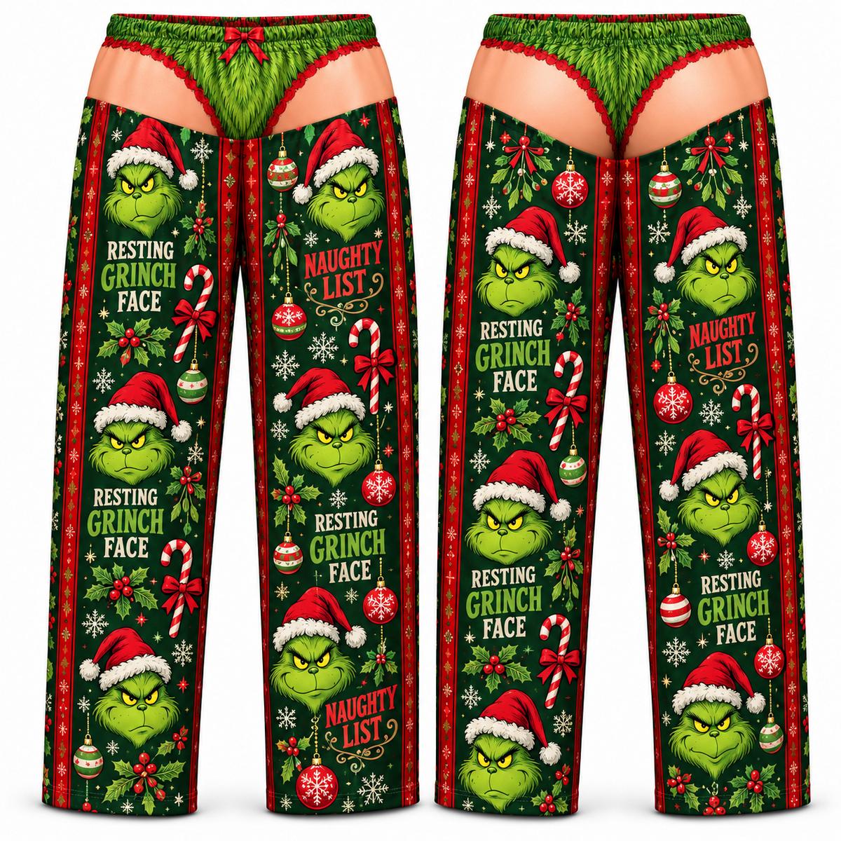 Christmas Pajama Pants Gag Faux Low Rise Novelty Sleep Bottoms