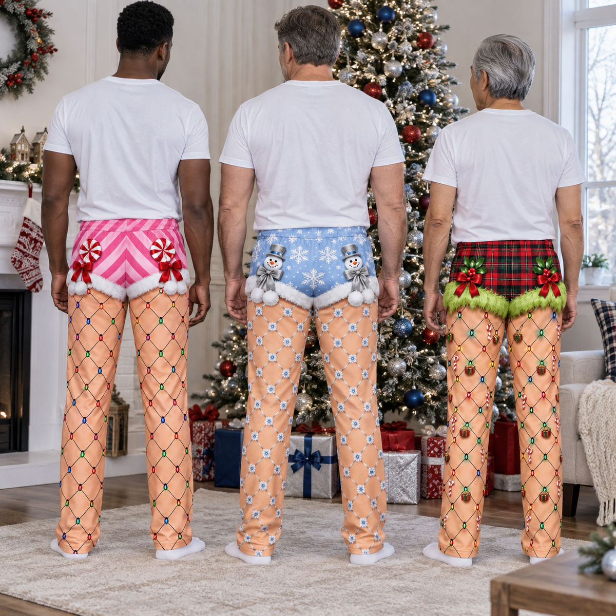 Christmas Pajama Pants Printed Trompe L'Oeil Holiday Lounge Bottoms