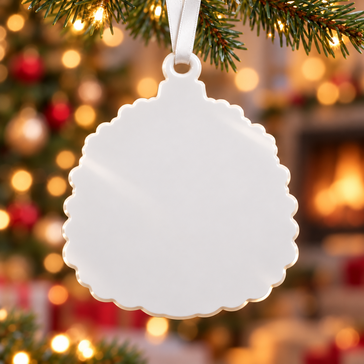 Sleeping Orange Tabby Cat Memorial Holiday Keepsake with Pine Wreath - 3D Relief Ornament