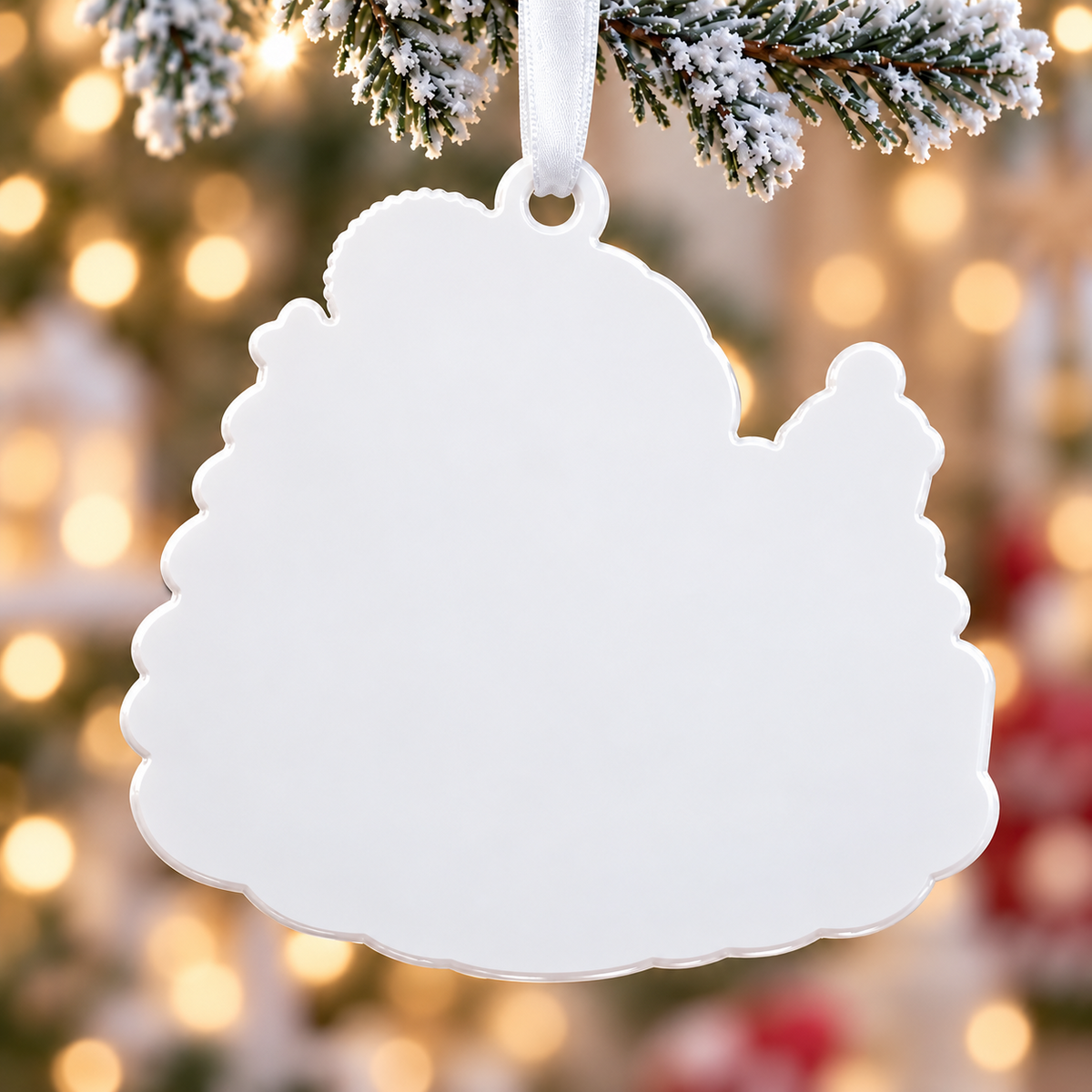 Winter Penguin with Christmas Tree and Streetlamp Holiday Keepsake - 3D Relief Ornament