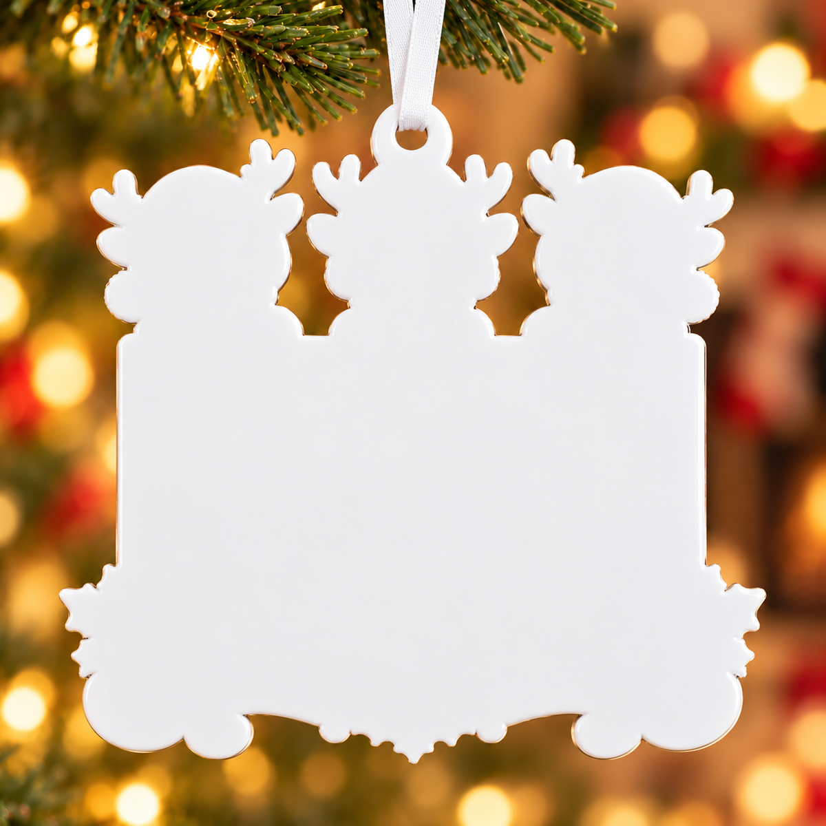 American Flag Family of 3 Reindeer Holiday Tree Hanging Decor - 3D Relief Ornament
