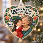 Grandmother and Granddaughter Heart Holiday Keepsake - 3D Relief Ornament