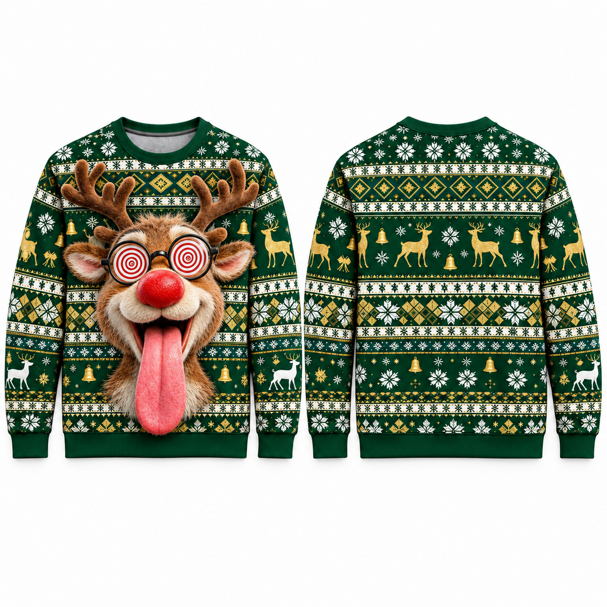 Funny Christmas Sweatshirt Hypnotic 3D Tongue Graphic Pullover