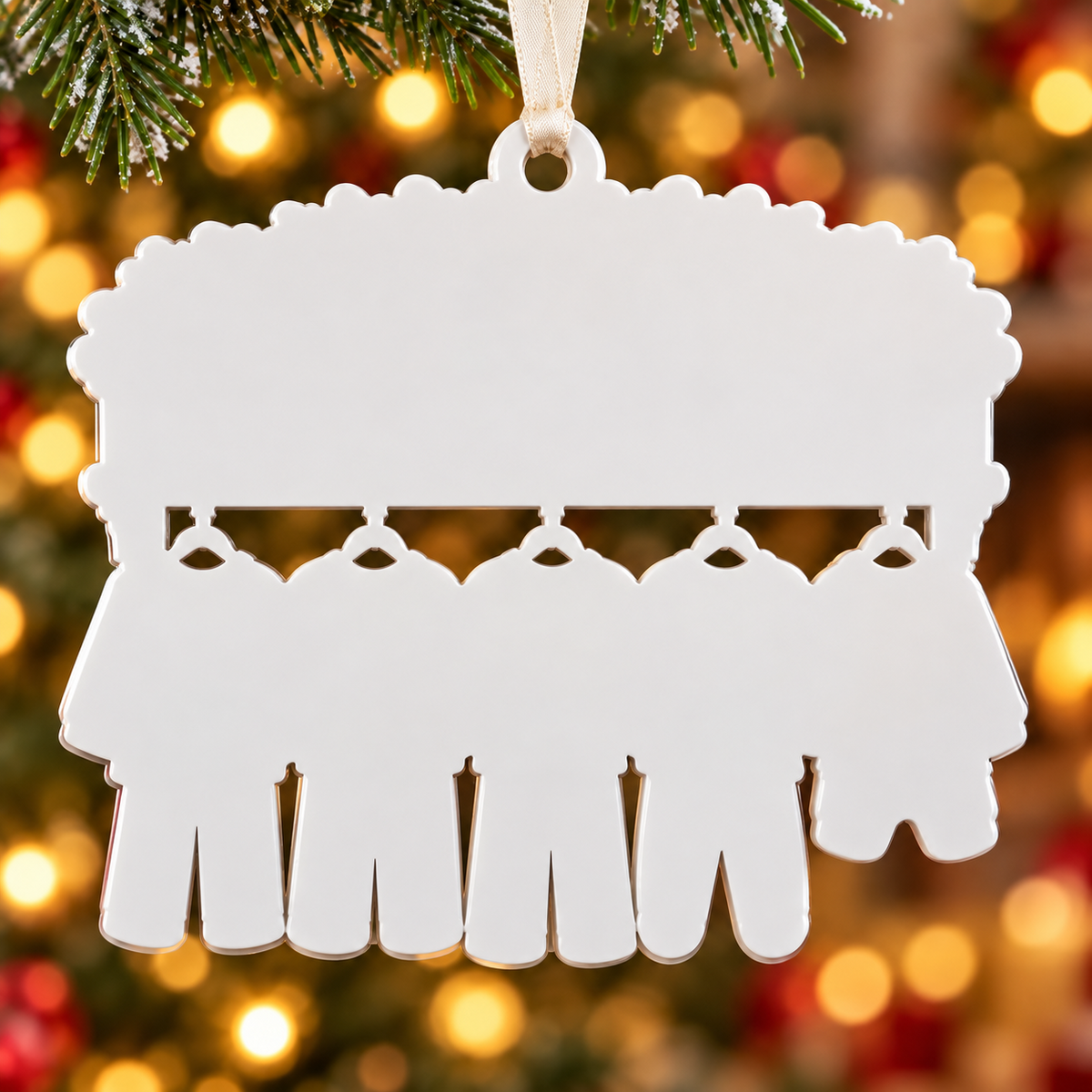 Family Pajamas Fireplace Mantle Hanging Holiday Keepsake - 3D Relief Ornament