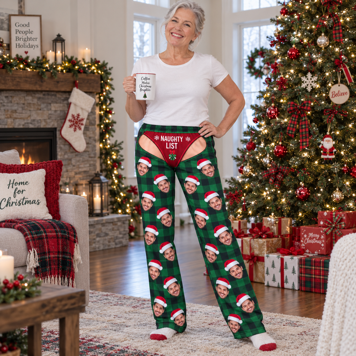 Pajama Pants Novelty Plaid Christmas Loungewear Holiday Sleep Bottoms