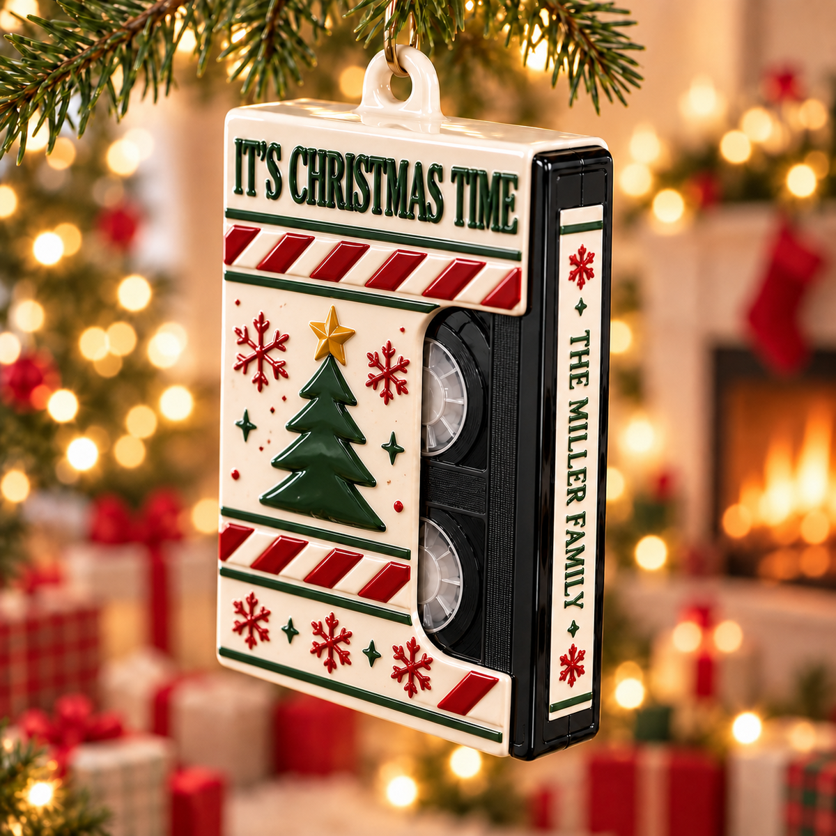 Retro VHS Videotape Holiday Tree and Snowflake Ceramic Hanging ...