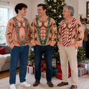 Funny Christmas Sweatshirt Hairy Muscle Chest Graphic Pullover
