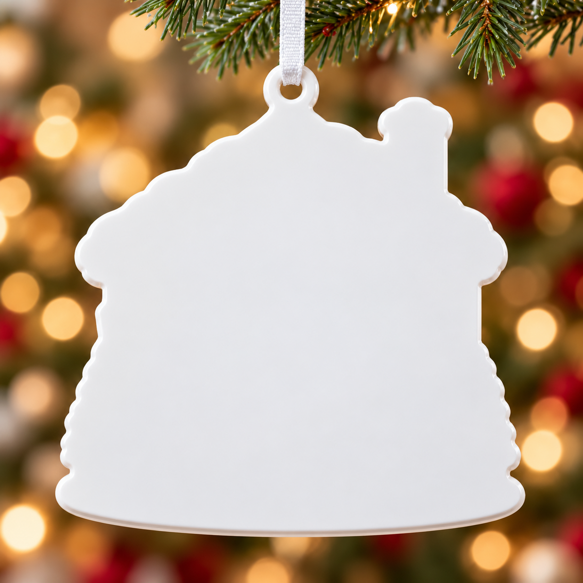 Snowy Christmas Cafe Storefront Hanging Holiday Decoration - 3D Relief Ornament