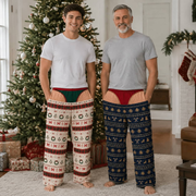 Men's Christmas Pajama Pants, Gag Underwear Print Holiday Loungewear
