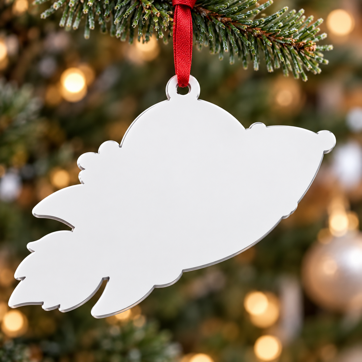 Astronaut Boy Flying Red Rocket Ship Holiday Tree Hanging Decor - 3D Relief Ornament