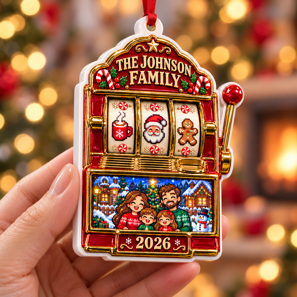 Christmas Slot Machine Family Holiday Keepsake Hanging Holiday Decoration - 3D Relief Ornament