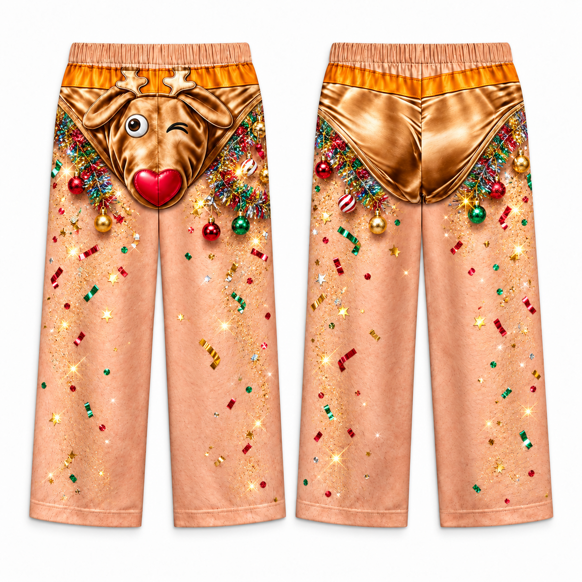Mens Christmas Pajama Pants Reindeer Boxer Print Lounge Bottoms