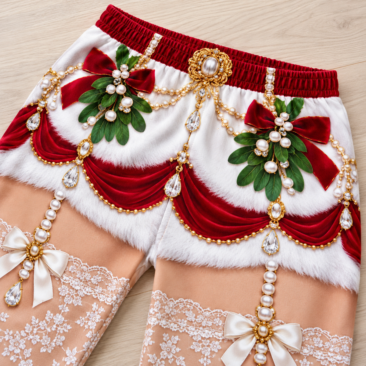 Christmas Pajama Pants Novelty Stocking Print Holiday Lounge Trousers