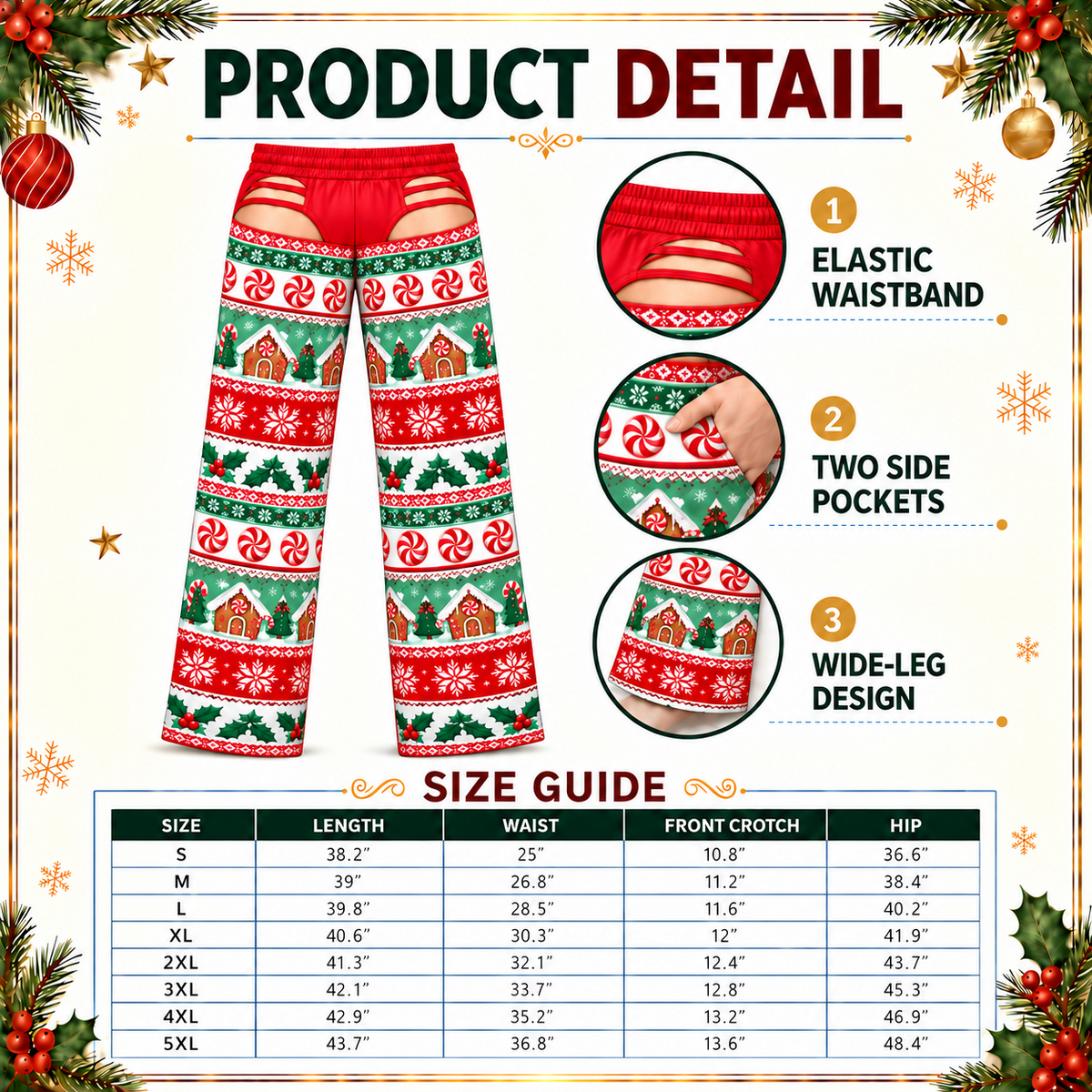 Mens Christmas Chaps Pajama Pants Novelty Holiday Lounge Bottoms