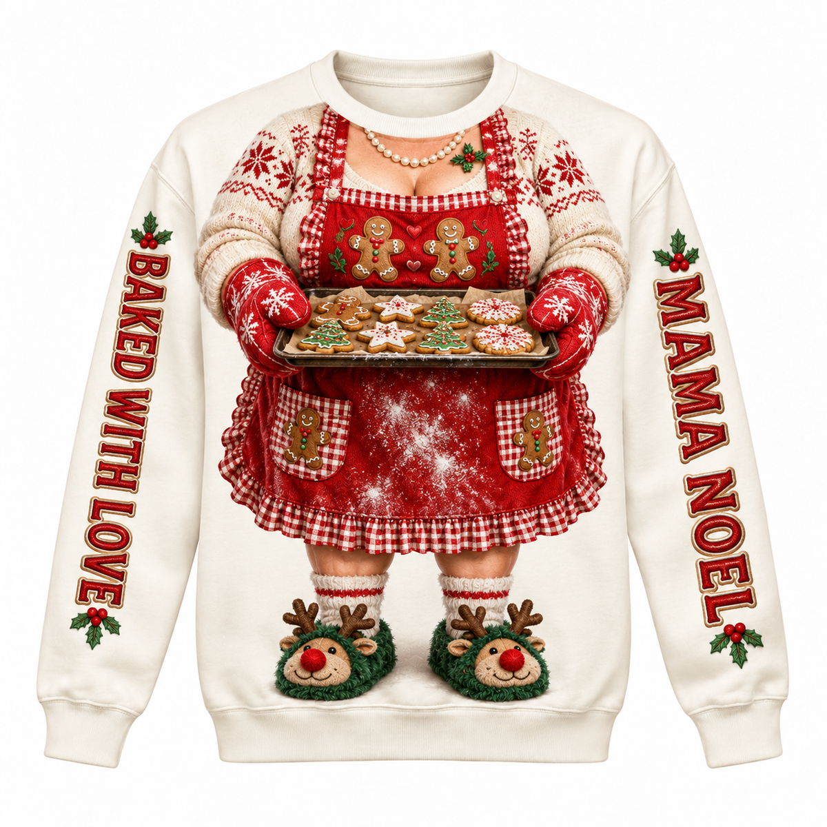 Funny Christmas Sweatshirt, Novelty Holiday Body Print Pullover