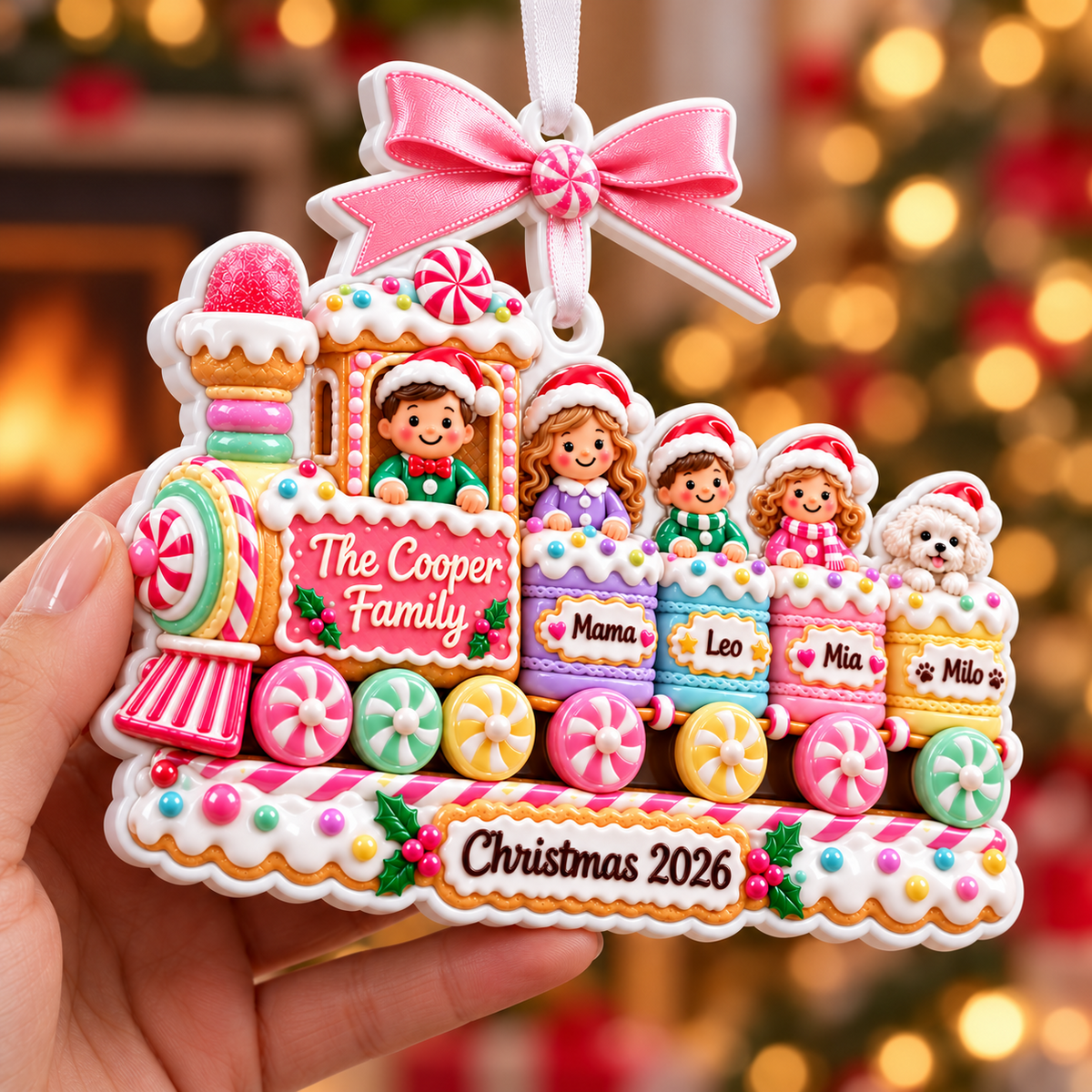 White Scalloped Edge Christmas Tree Plaque with Top Bow Holiday Hanging - 3D Relief Ornament