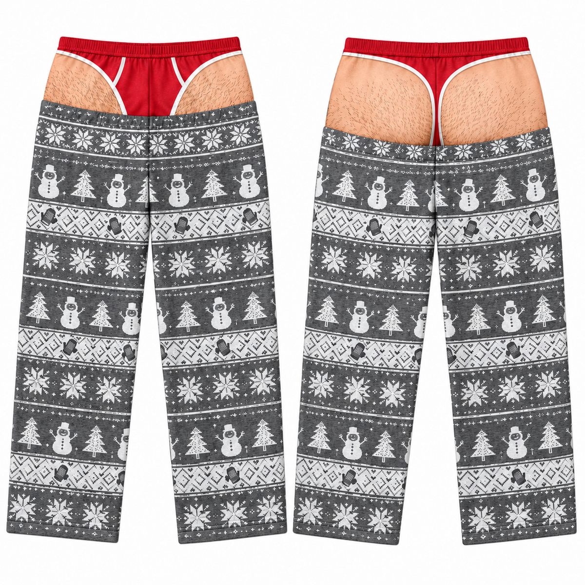 Christmas Pajama Pants with Faux Underwear Gag Print Lounge Bottoms