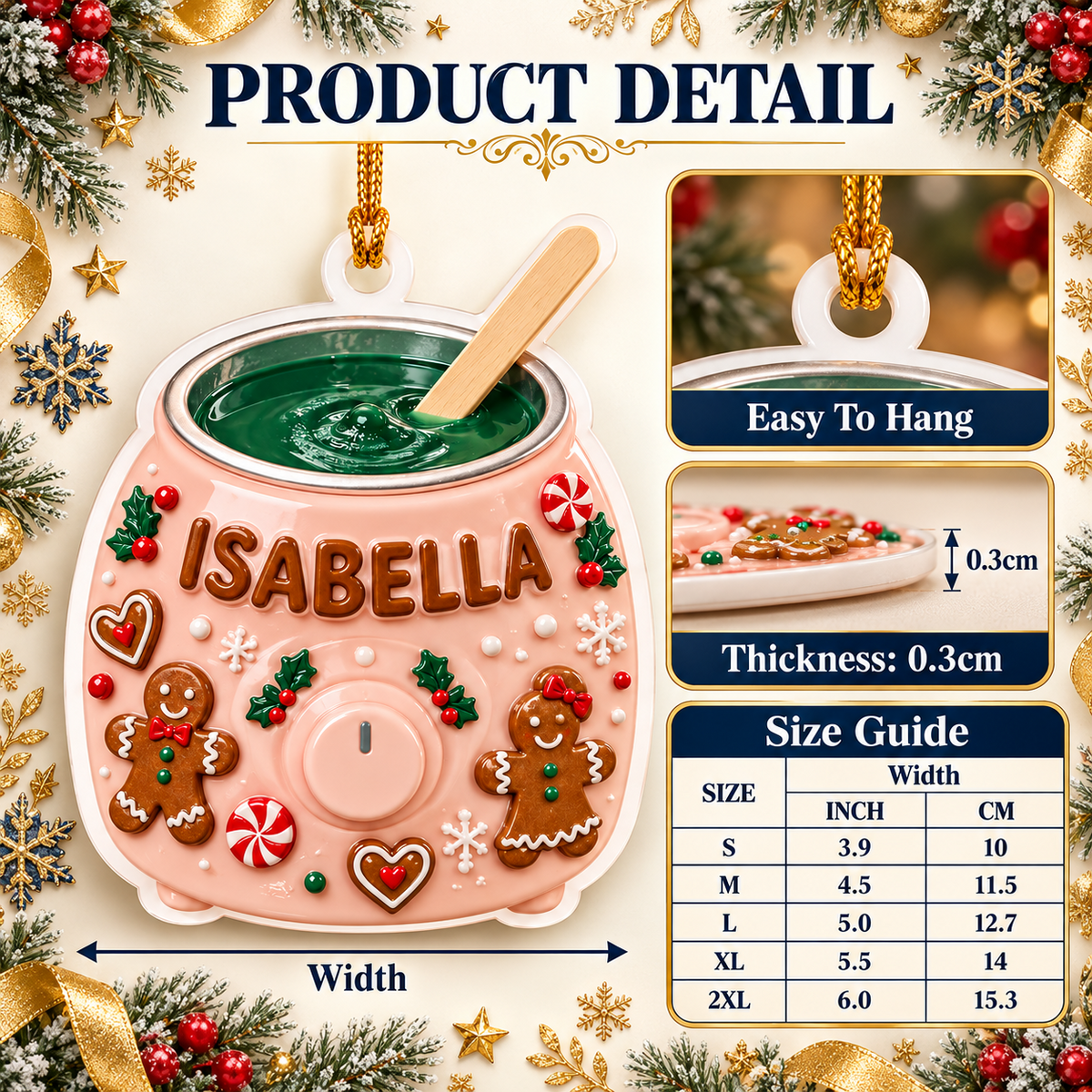 Pink Wax Warmer Esthetician Holiday Gingerbread Tree Decor - 3D Relief Ornament