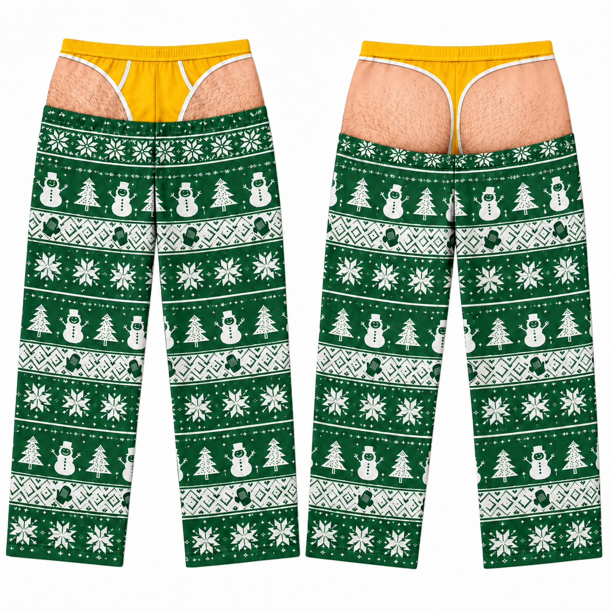 Christmas Pajama Pants with Faux Underwear Gag Print Lounge Bottoms