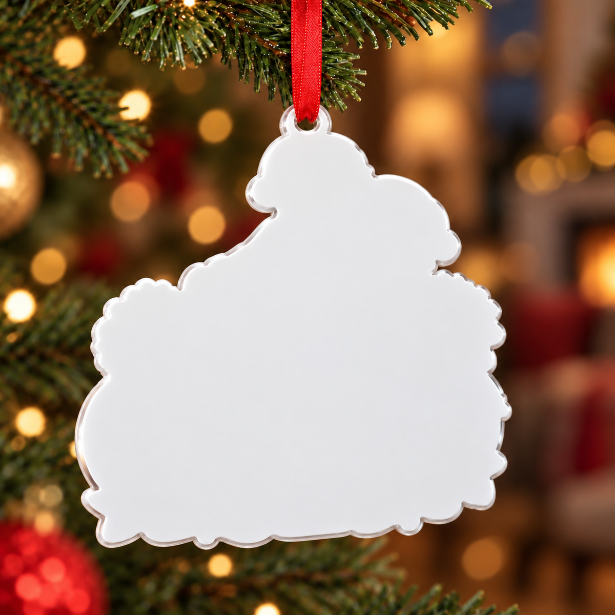 Couple Riding Tandem Bicycle Santa Holiday Keepsake - 3D Relief Ornament