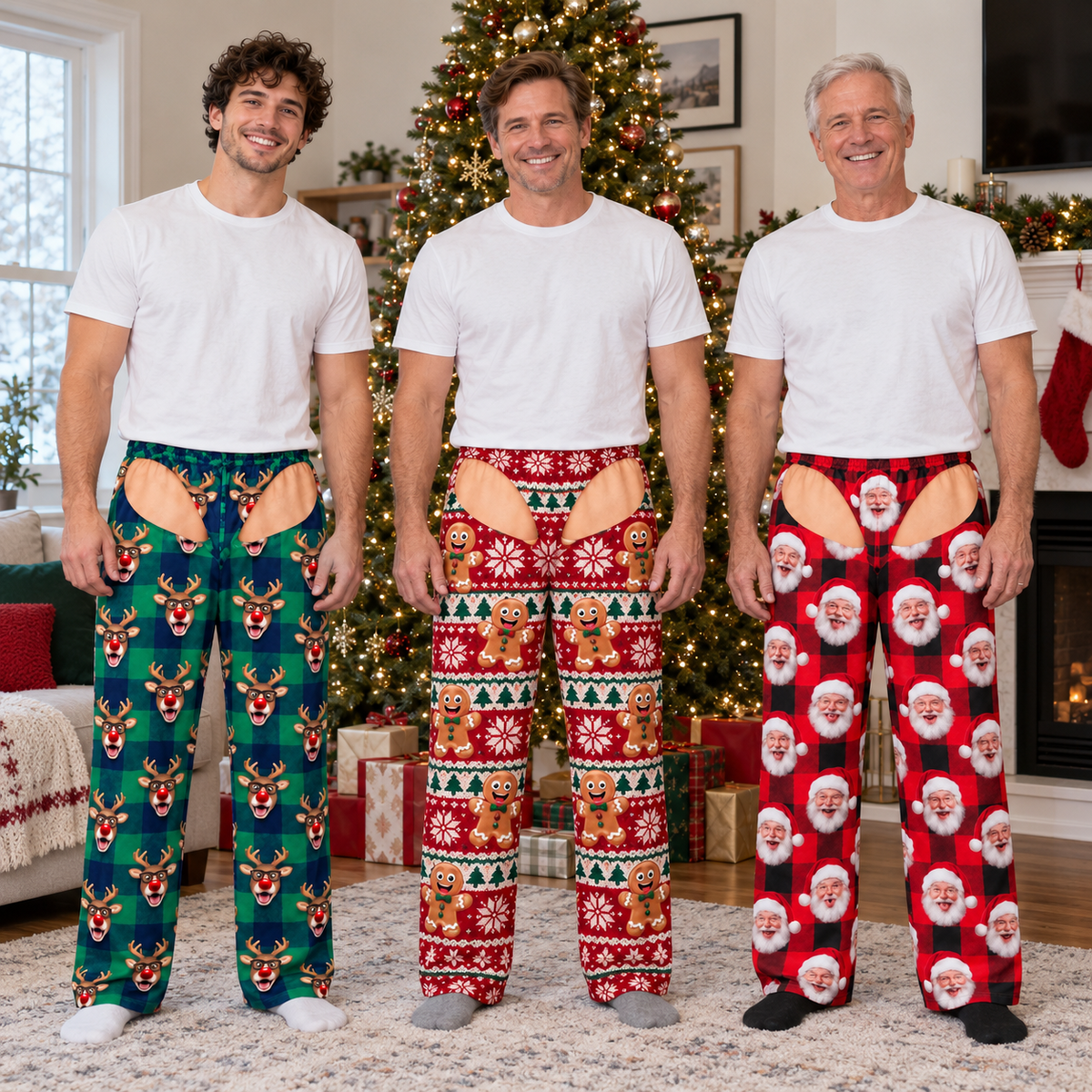 Novelty Christmas Cutout Pajama Pants Holiday Loungewear