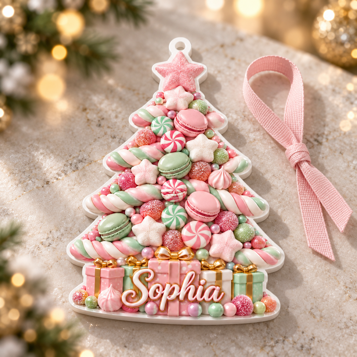 White Acrylic Christmas Tree Silhouette Holiday Hanging Decoration - 3D Relief Ornament