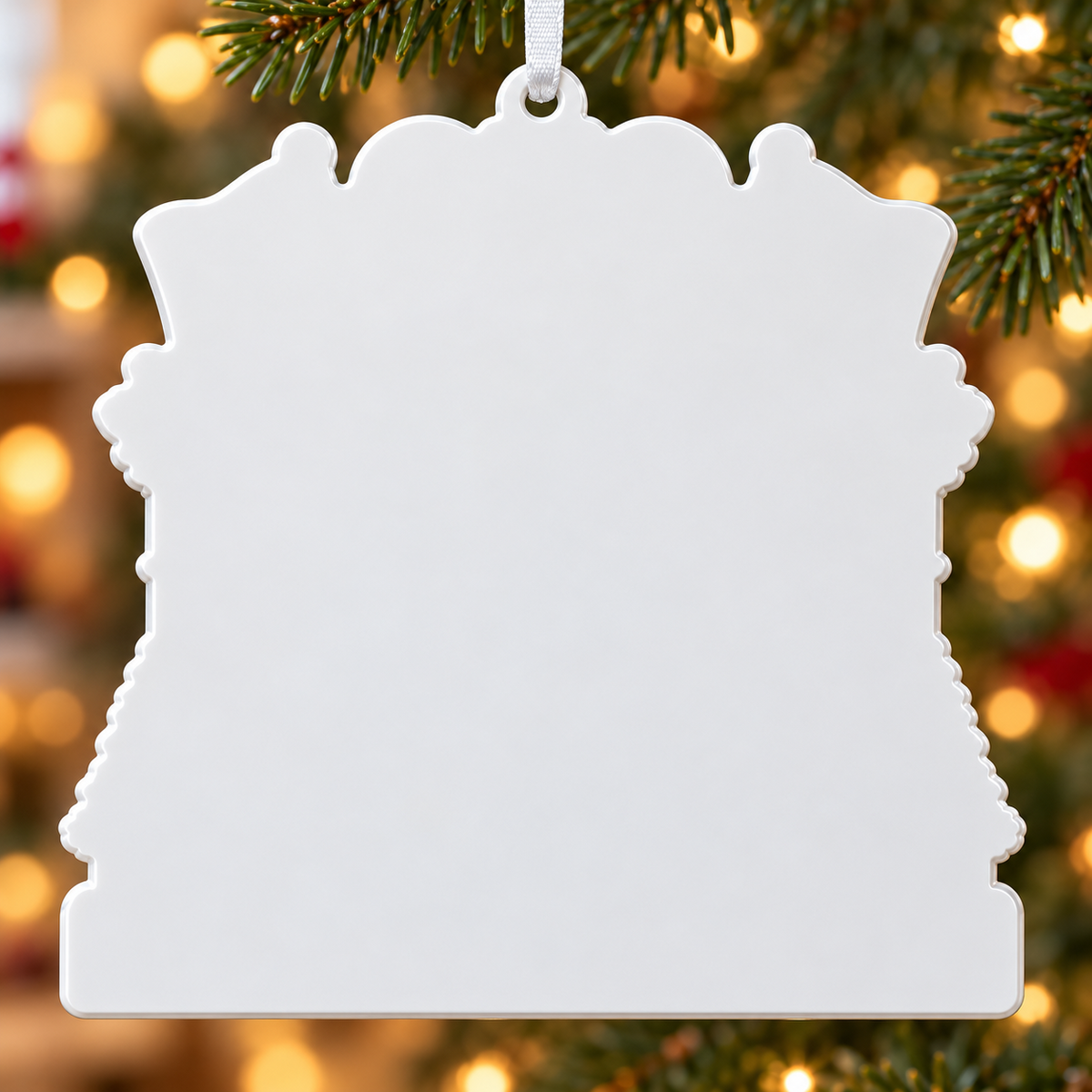 Patriotic Fireplace Christmas Tree Hanging Decor with American Flags - 3D Relief Ornament