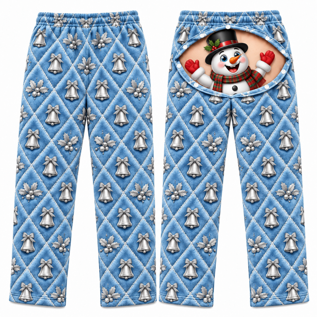 Funny Christmas Pajama Pants with Butt Flap Graphic Print