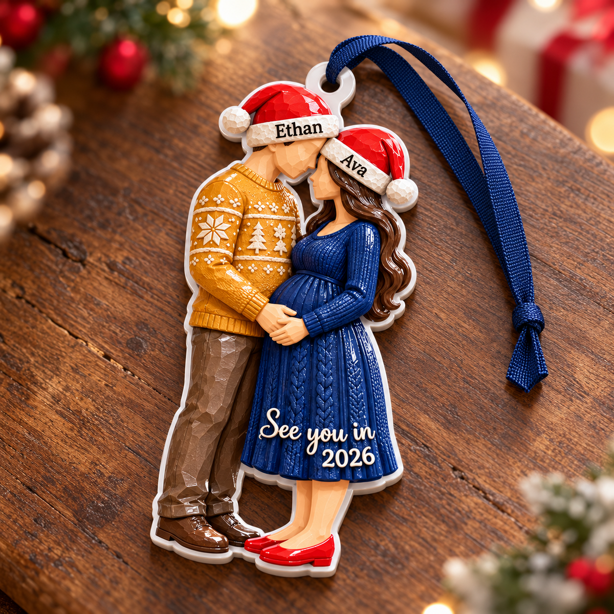 Expecting Parents Pregnancy Announcement Christmas Tree Keepsake - 3D Relief Ornament