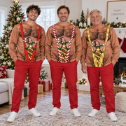 Funny Christmas Sweatshirt, Hairy Chest Elf Graphic Holiday Pullover